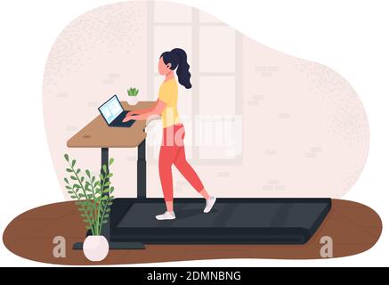 Exercising at work 2D vector web banner, poster Stock Vector