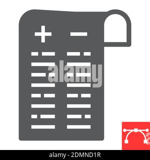 Pros and cons glyph icon, test and choose, pros and cons sign vector graphics, editable stroke solid icon, eps 10. Stock Vector
