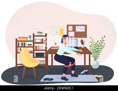 Workout break at workplace 2D vector web banner, poster Stock Vector