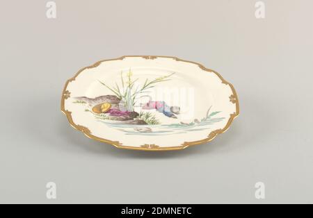 Plate, Pillivuyt & Cie, French, established ca. 1818, Porcelain, enamel decoration, Paris, France, ca. 1880, ceramics, Decorative Arts, Plate Stock Photo