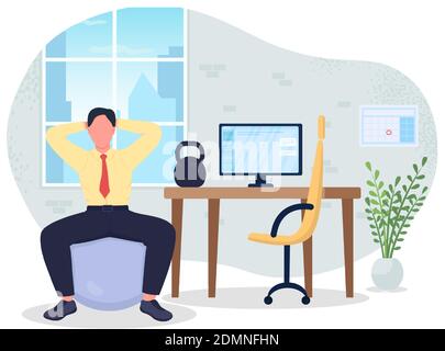 Exercise break at workplace 2D vector web banner, poster Stock Vector