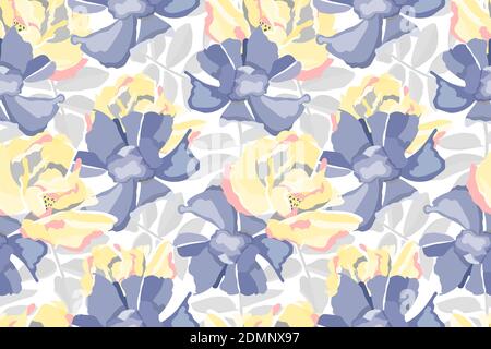Vector floral seamless pattern. Pastel flower background.  Stock Vector