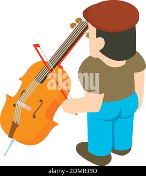 Isometric musician playing the double bass. Jazz festival. Musical ...