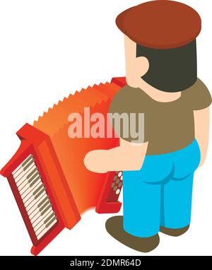 Accordionist icon. Isometric illustration of accordionist vector icon for web Stock Vector