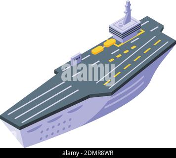 Aircraft carrier top army icon. Isometric of aircraft carrier top army vector icon for web design isolated on white background Stock Vector