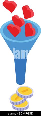 Monetization funnel icon. Isometric of monetization funnel vector icon for web design isolated on white background Stock Vector