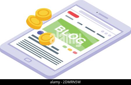 Monetization blog icon. Isometric of monetization blog vector icon for web design isolated on white background Stock Vector