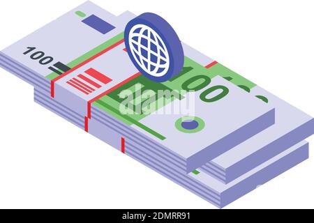 Monetization cash icon. Isometric of monetization cash vector icon for web design isolated on white background Stock Vector