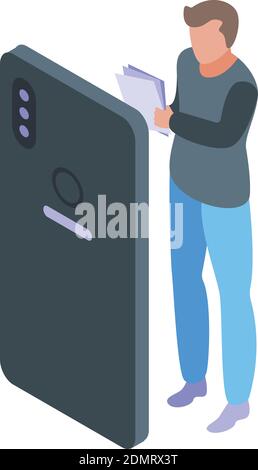 Smartphone learning class icon. Isometric of smartphone learning class vector icon for web design isolated on white background Stock Vector