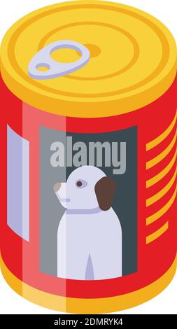 Canned dog food icon. Isometric of canned dog food vector icon for web design isolated on white background Stock Vector