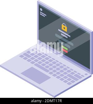 Laptop password icon. Isometric of laptop password vector icon for web design isolated on white background Stock Vector