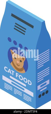 Cat feed bag icon. Isometric of cat feed bag vector icon for web design isolated on white background Stock Vector