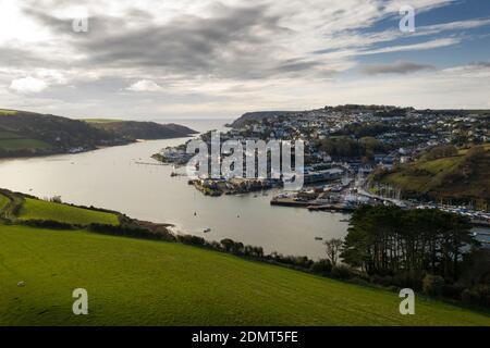 Aerial view of Salcombe town, Devon, UK from Snapes Point Stock Photo