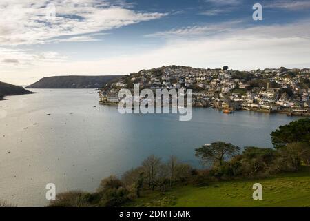 Aerial view of Salcombe town, Devon, UK from Snapes Point Stock Photo