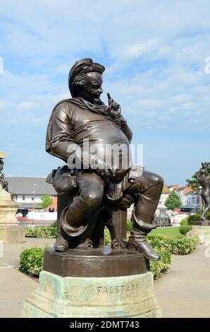 Falstaff Statue part of Shakespeare Monument or Memorial aka the Gower Memorial (1888) in Bancroft Gardens Stratford-upon-Avon Warwickshire England Stock Photo