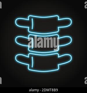 Neon vertebra icon in line style. Backbone or spinal cord symbol. Human internal organ. Vector illustration. Stock Vector