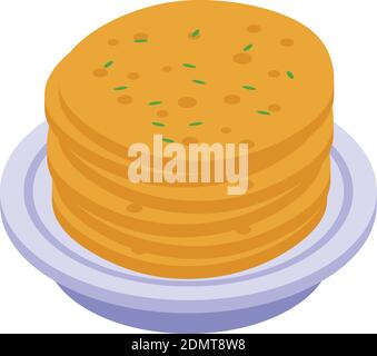 Turkish pancakes icon. Isometric of turkish pancakes vector icon for web design isolated on white background Stock Vector