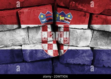 Croatia flag painted on brick wall Stock Photo