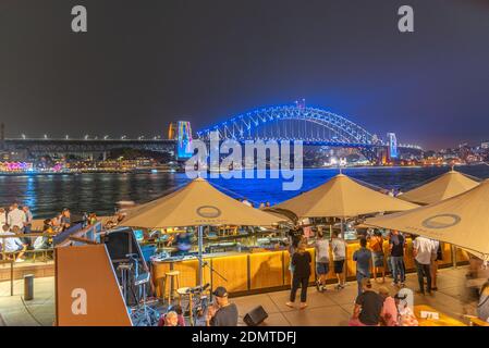 SYDNEY, AUSTRALIA, DECEMBER 30, 2019: Nightlife at Circular quay in Sydney, Australia Stock Photo