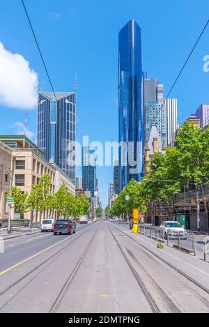 MELBOURNE, AUSTRALIA, DECEMBER 31, 2019: Street in center of Melbourne, Australia