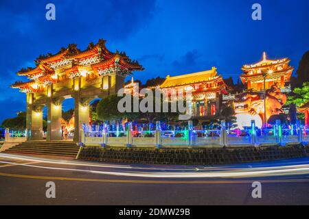 night scene of Wen Wu Temple in Nantou. Translation: wen wu temple, Stock Photo