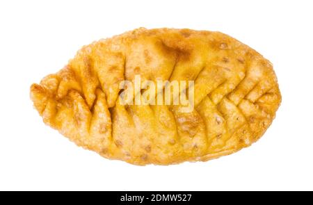 deep-fried Khuushuur (fried mongolian dumpling with chopped vegetable filling) isolated on white background Stock Photo