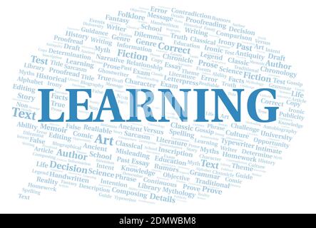 Learning typography word cloud create with text only Stock Photo