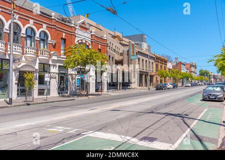 MELBOURNE, AUSTRALIA, JANUARY 1, 2020: Brunswick street at Fitzroy neighborhood of Melbourne, Australia Stock Photo