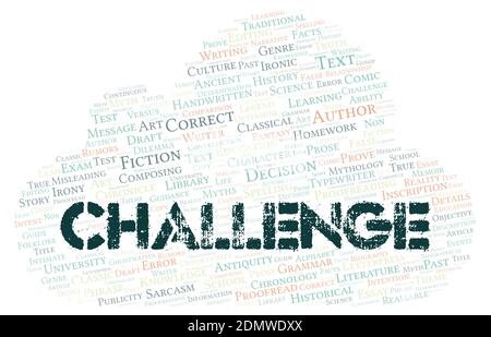 Challenge typography word cloud create with text only Stock Photo