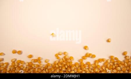 Pop corn maize frame. Dry popcorn. Healthy eating. Yellow grain agriculture Stock Photo