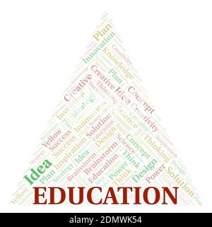 Education typography word cloud create with text only. Stock Photo