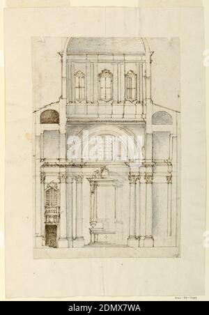 Drawing, Section of an Apse; Italy; graphite, pen and ink, brush and ...
