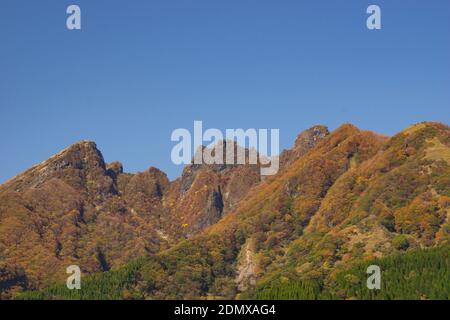 Japanese fall foliage, Mt. Neko, Aso, Japan Stock Photo