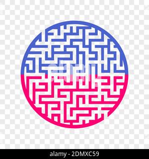 Color round maze. Painted in different colors. Game for kids and adults. Puzzle for children. Labyrinth conundrum. Flat vector illustration isolated o Stock Vector