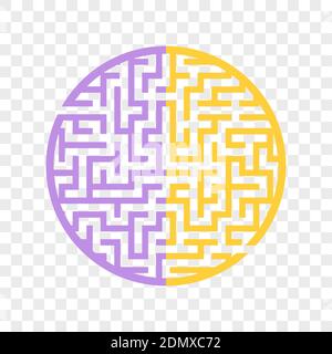 Color round maze. Painted in different colors. Game for kids and adults. Puzzle for children. Labyrinth conundrum. Flat vector illustration isolated o Stock Vector