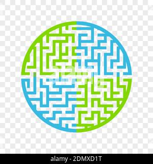 Color round maze. Painted in different colors. Game for kids and adults. Puzzle for children. Labyrinth conundrum. Flat vector illustration isolated o Stock Vector