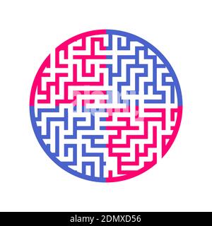Color round maze. Painted in different colors. Game for kids and adults. Puzzle for children. Labyrinth conundrum. Flat vector illustration isolated o Stock Vector