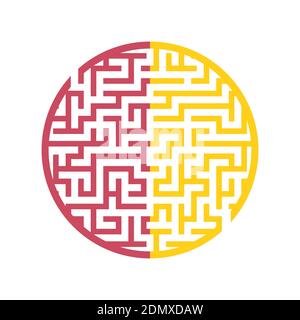 Color round maze. Painted in different colors. Game for kids and adults. Puzzle for children. Labyrinth conundrum. Flat vector illustration isolated o Stock Vector
