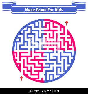 Color round maze. Painted in different colors. Game for kids and adults. Puzzle for children. Labyrinth conundrum. Flat vector illustration isolated o Stock Vector