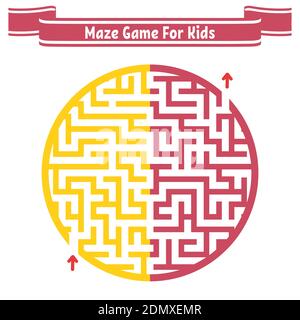 Color round maze. Painted in different colors. Game for kids and adults. Puzzle for children. Labyrinth conundrum. Flat vector illustration isolated o Stock Vector