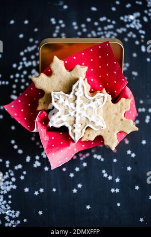 Snowflakes cutout shaped cookies Stock Photo