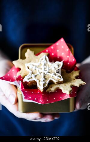 Snowflakes cutout shaped cookies Stock Photo