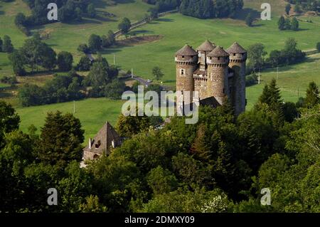 Chateau d'Anjony in Auvergne, a fine example of perfectly preserved 15th century military architecture. Stock Photo