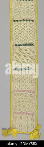 Sampler, Medium: cotton, glass beads, paper backing Technique: knitting, Twenty four designs, twenty-four bands of beadwork., Germany, 1836, knotted, knitted and crocheted textiles, Sampler Stock Photo