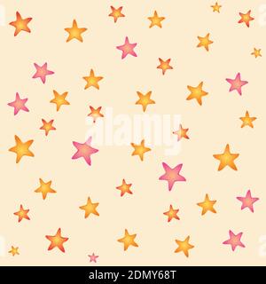 colorful stars pattern on a beige background Stock Vector