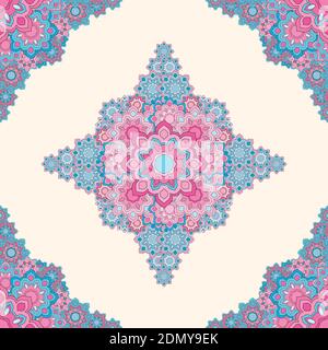 Seamless geometric floral ornament on a beige background Stock Vector