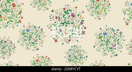 Seamless floral pattern colored flowers on white background Stock Vector