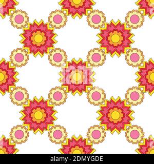 seamless pattern sunny flowers on white background Stock Vector