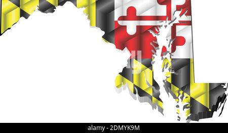Maryland Map from many cubes - Illustration,  Three Dimensional Map of Maryland Stock Vector
