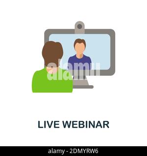 Live Webinar flat icon. Color simple element from work from home collection. Creative Live Webinar icon for web design, templates, infographics and Stock Vector